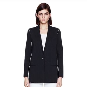 HELMUT LANG I US2 Raw Hem Blazer Jacket I Black with White Piping